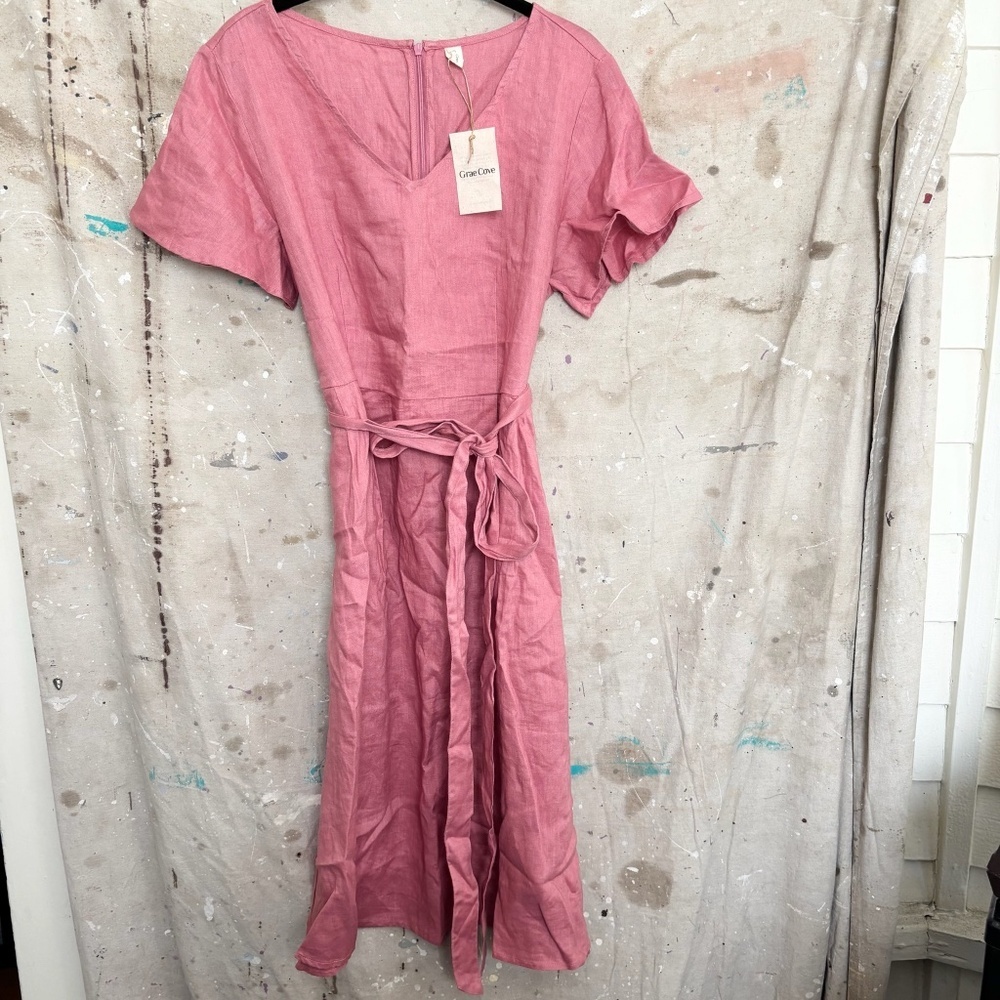 Grae Cove V Neck Linen Dress
